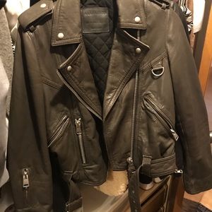 All Saints Warm and thick moto leather jacket 4